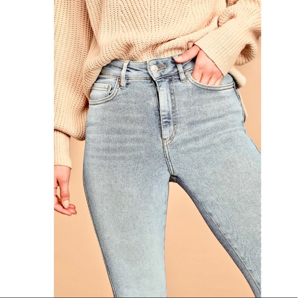 HP⭐️FREE PEOPLE Raw High-Rise Jeggings NWT 27 Acid - Picture 4 of 16